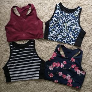 Lot of 4 GAP GapFit long line active sports bras, XLNT!, size S